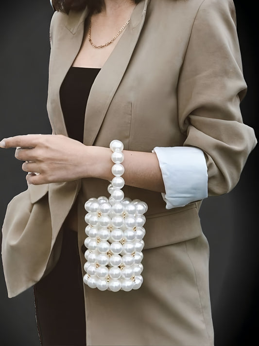 Elegant Pearl Bucket Bag with Drawstring Pouch – Perfect for Special Occasions